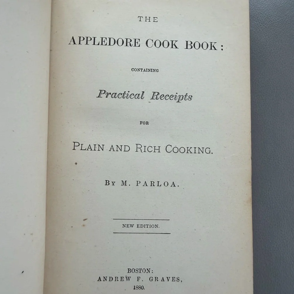The Appledore Cookbook Practical Receipts 1880 Hardcover‎ Vintage Rare Antique